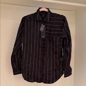 Rails black/white stripe 100% silk shirt
